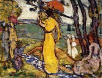 Prendergast, Maurice Brazil - A Lady in Yellow in the Park
